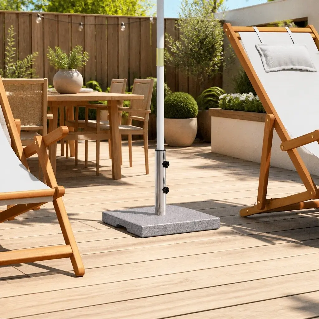 20kg Grey Granite Parasol Base with Adapters
