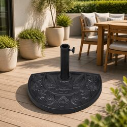 Half Round Resin Parasol Base Black Outdoor Umbrella Stand Garden Patio Holder