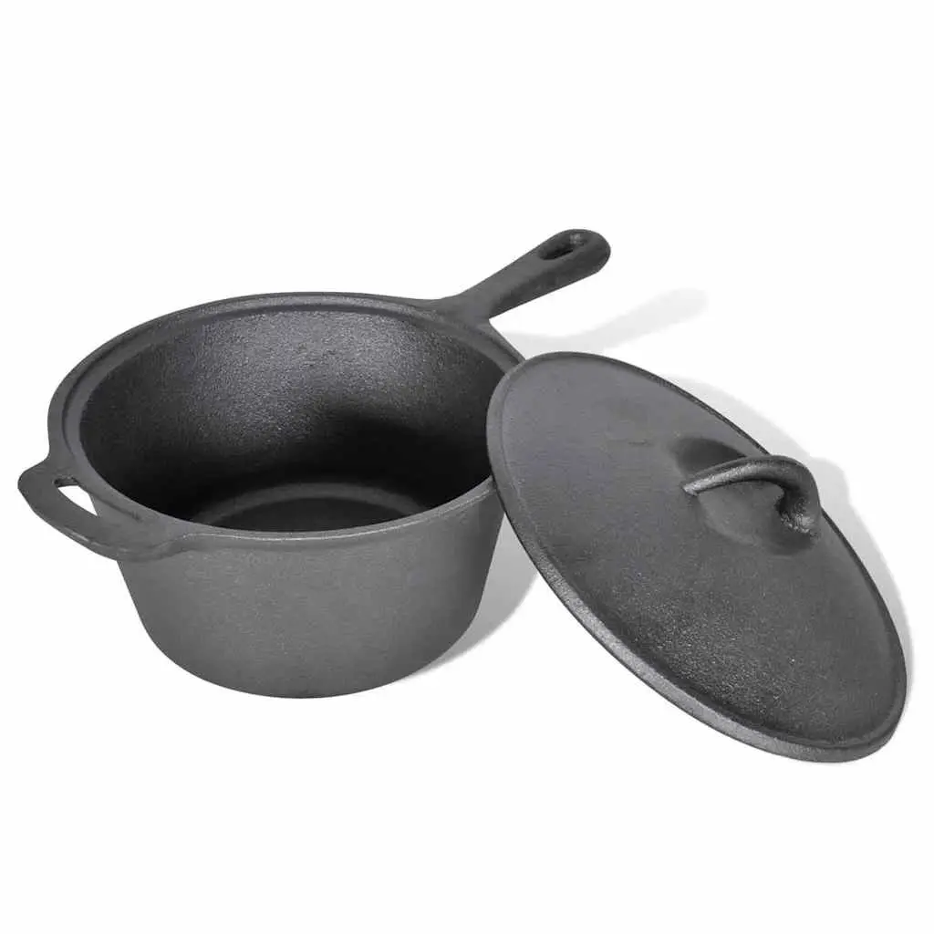 Dutch Oven Set 9pcs Black Cookware Grill Pan Picnic Outdoor BBQ Camping Tools