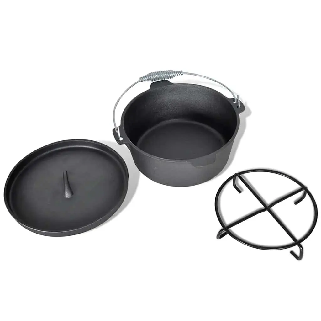 Dutch Oven Set 9pcs Black Cookware Grill Pan Picnic Outdoor BBQ Camping Tools
