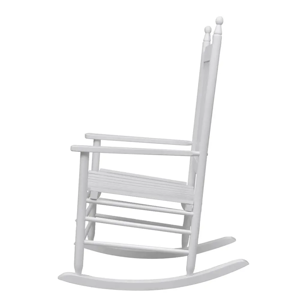 Rocking Chair Indoor Outdoor Garden Patio White Solid Hardwood Curved Seat