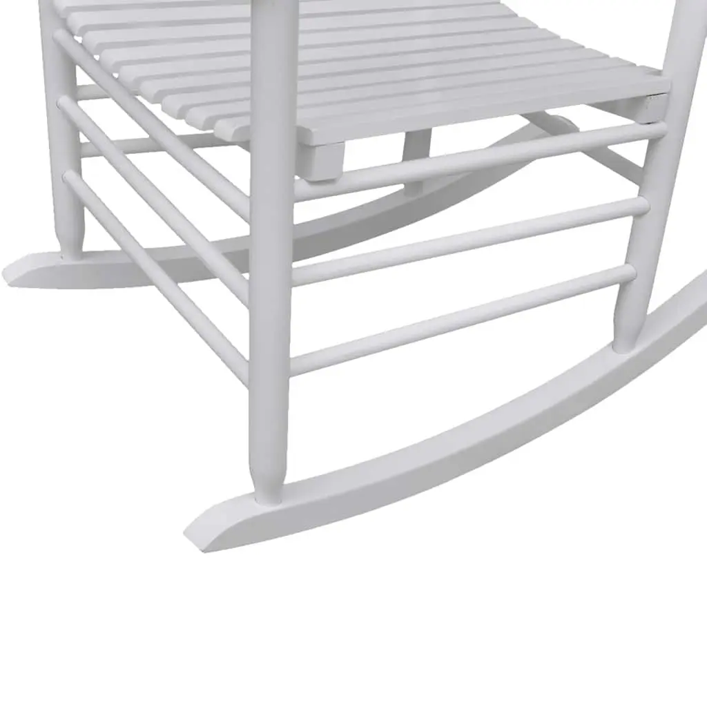 Rocking Chair Indoor Outdoor Garden Patio White Solid Hardwood Curved Seat