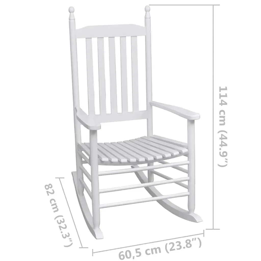 Rocking Chair Indoor Outdoor Garden Patio White Solid Hardwood Curved Seat
