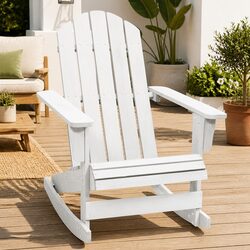 White Garden Rocking Chair Wooden Outdoor Furniture Patio Seat Armchair