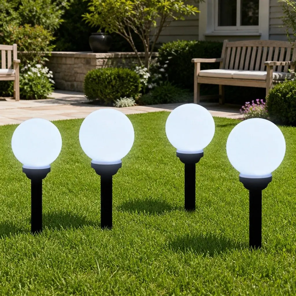 Outdoor Pathway Solar LED Lights 4 Piece Set 15cm Ground Spike Garden Decoration