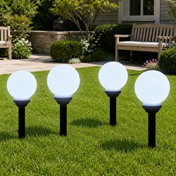 4 Solar LED Lights Set - 15cm Adjustable Height