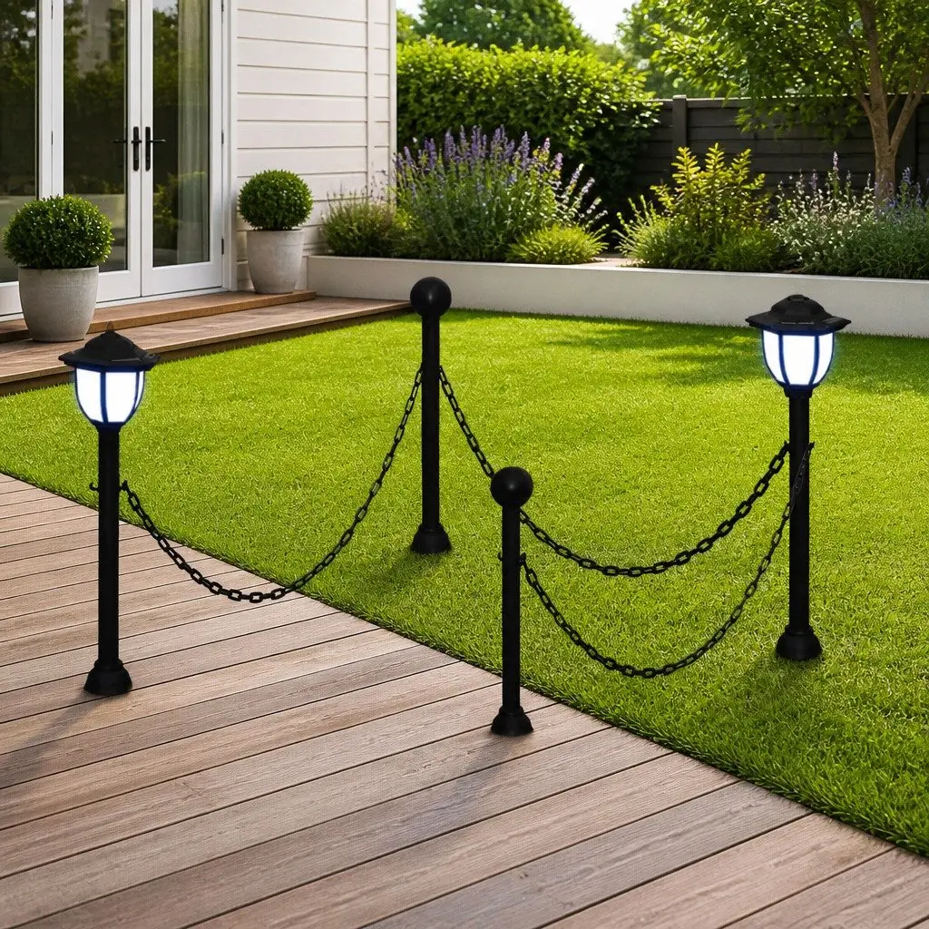 Two LED Solar Lamps with Poles for Outdoor Lighting