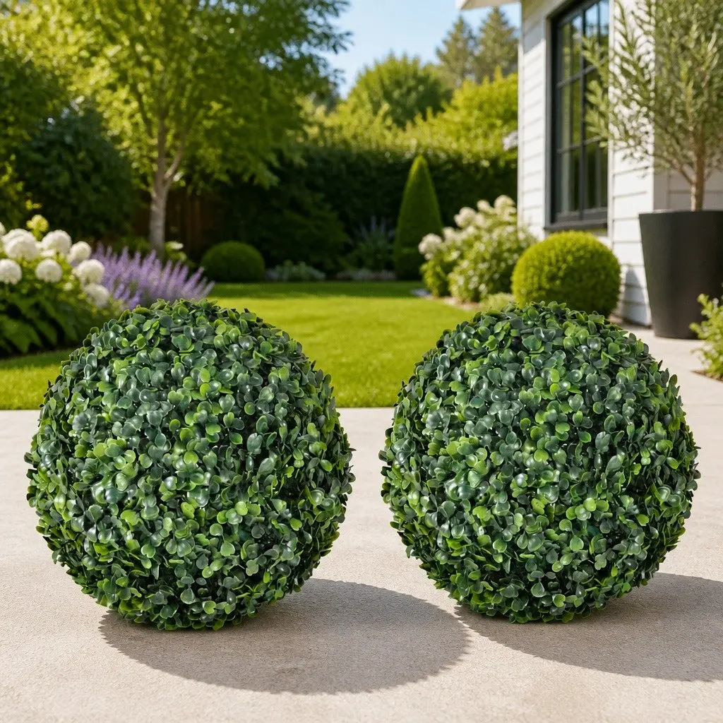 Artificial Boxwood Topiary Ball 35cm Green Decorative Faux Plant Sphere Indoor