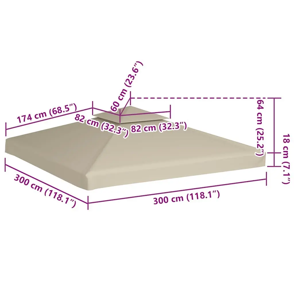3x3m Waterproof Gazebo Canopy Replacement Cover