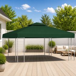Water-proof Gazebo Canopy Cover Top 3x3m Replacement Outdoor Shade Shelter Green