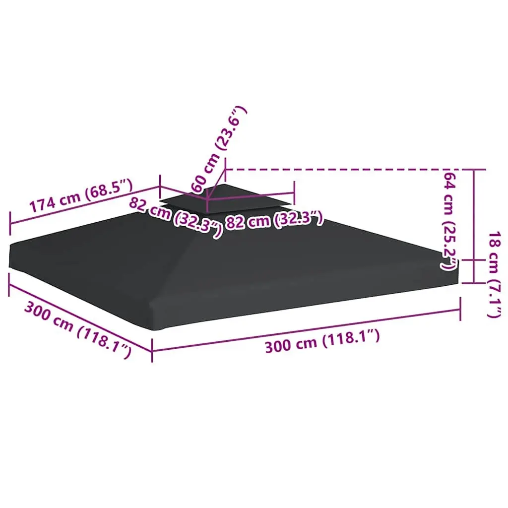 Waterproof Gazebo Cover Canopy Top Outdoor 3x3m Dark Grey Replacement
