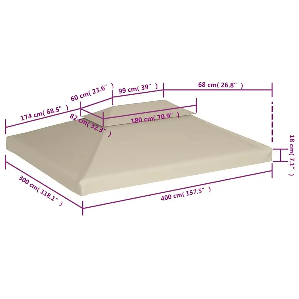 Gazebo Cover Top Replacement Outdoor 3x4m Beige