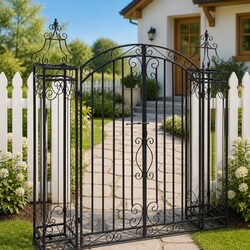 Wrought Iron Garden Gate: 122x20.5x134cm, Black