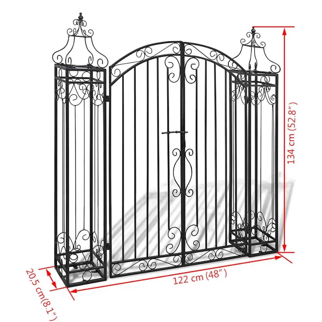 Wrought Iron Garden Gate Outdoor Fencing 122x20.5x134cm