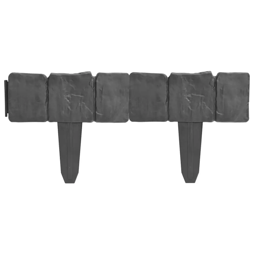 Garden Lawn Fence Edging Outdoor Use 10m Grey Stone Look