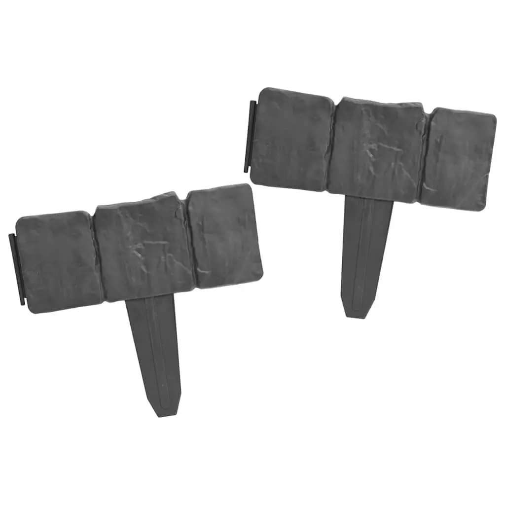 Garden Lawn Fence Edging Outdoor Use 10m Grey Stone Look