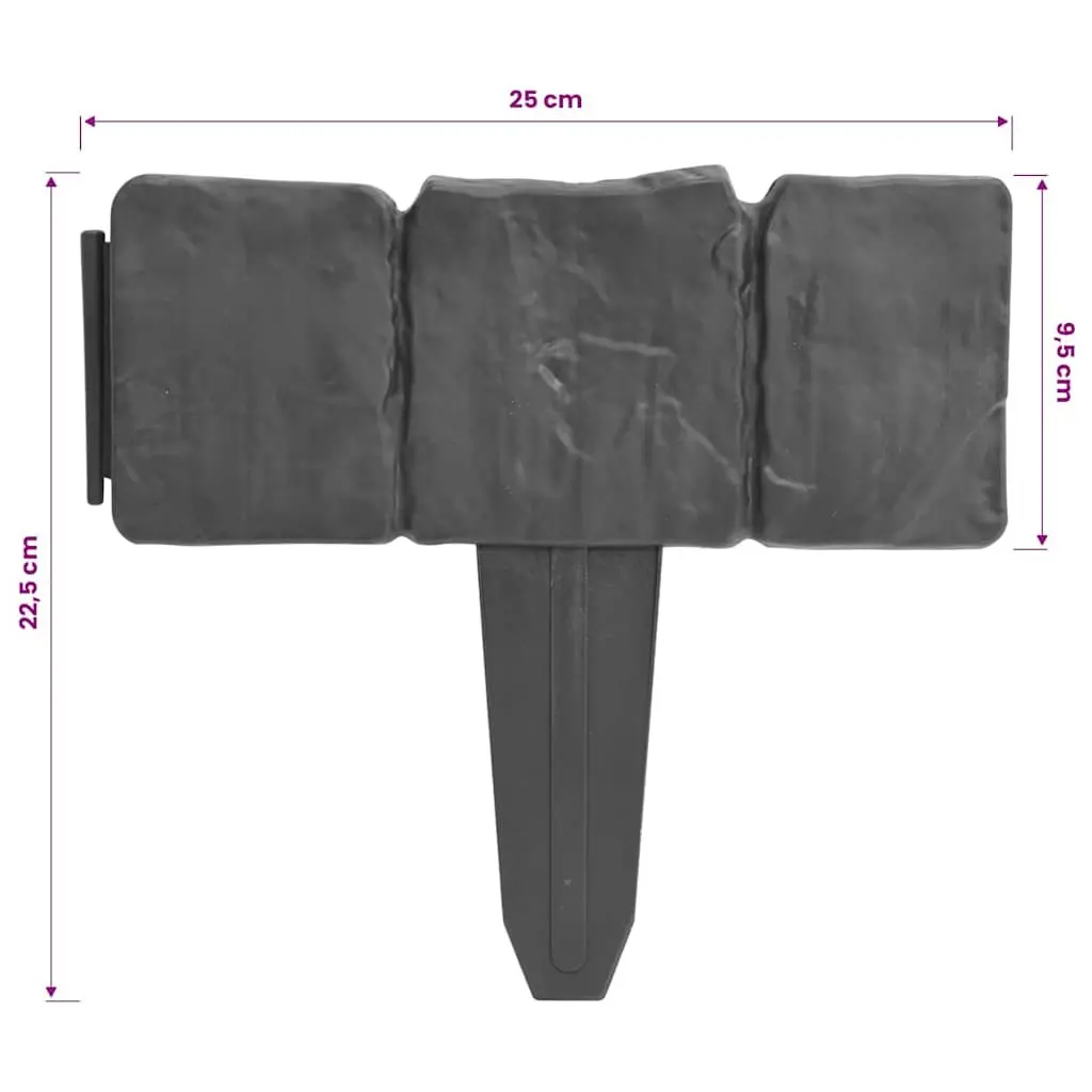 Garden Lawn Fence Edging Outdoor Use 10m Grey Stone Look