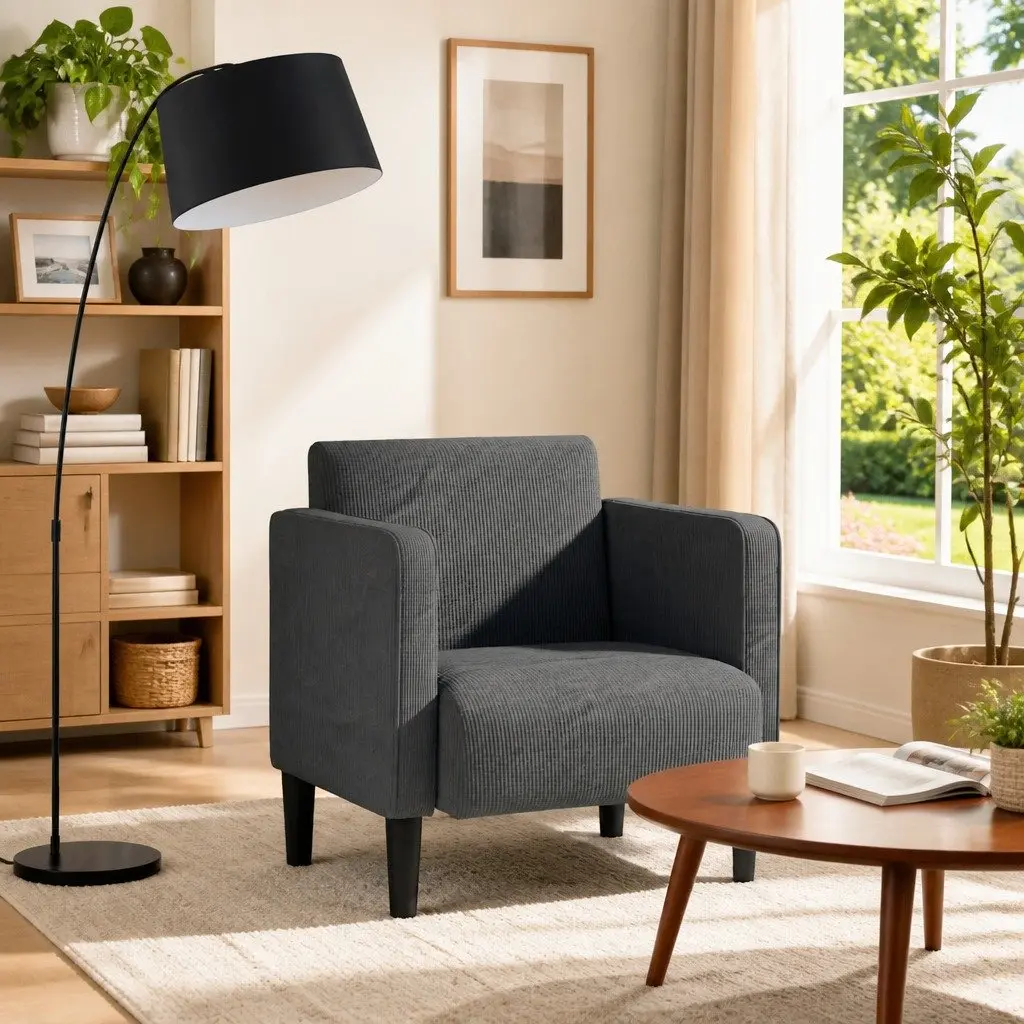 Dark Grey Arm Chair with Armrests