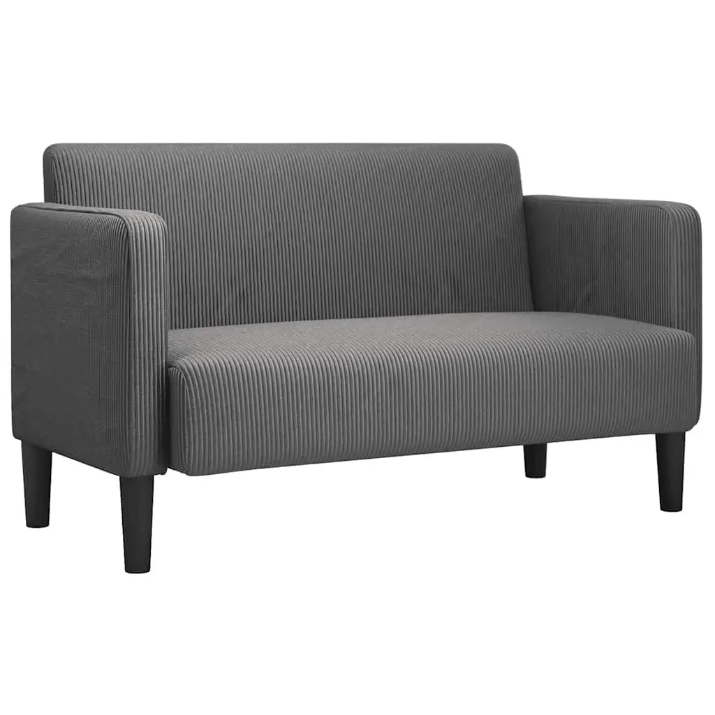 Loveseat Sofa Grey Corduroy Fabric Compact Two Seater Couch 109cm