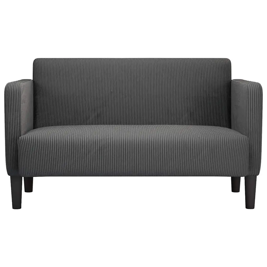 Loveseat Sofa Grey Corduroy Fabric Compact Two Seater Couch 109cm