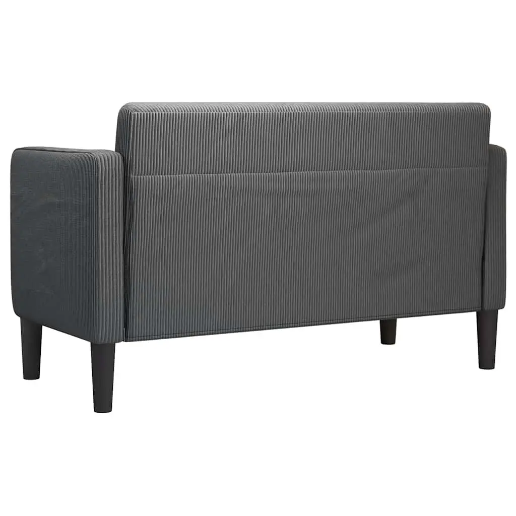 Loveseat Sofa Grey Corduroy Fabric Compact Two Seater Couch 109cm