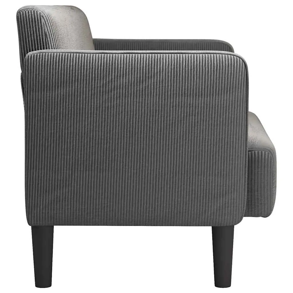 Loveseat Sofa Grey Corduroy Fabric Compact Two Seater Couch 109cm