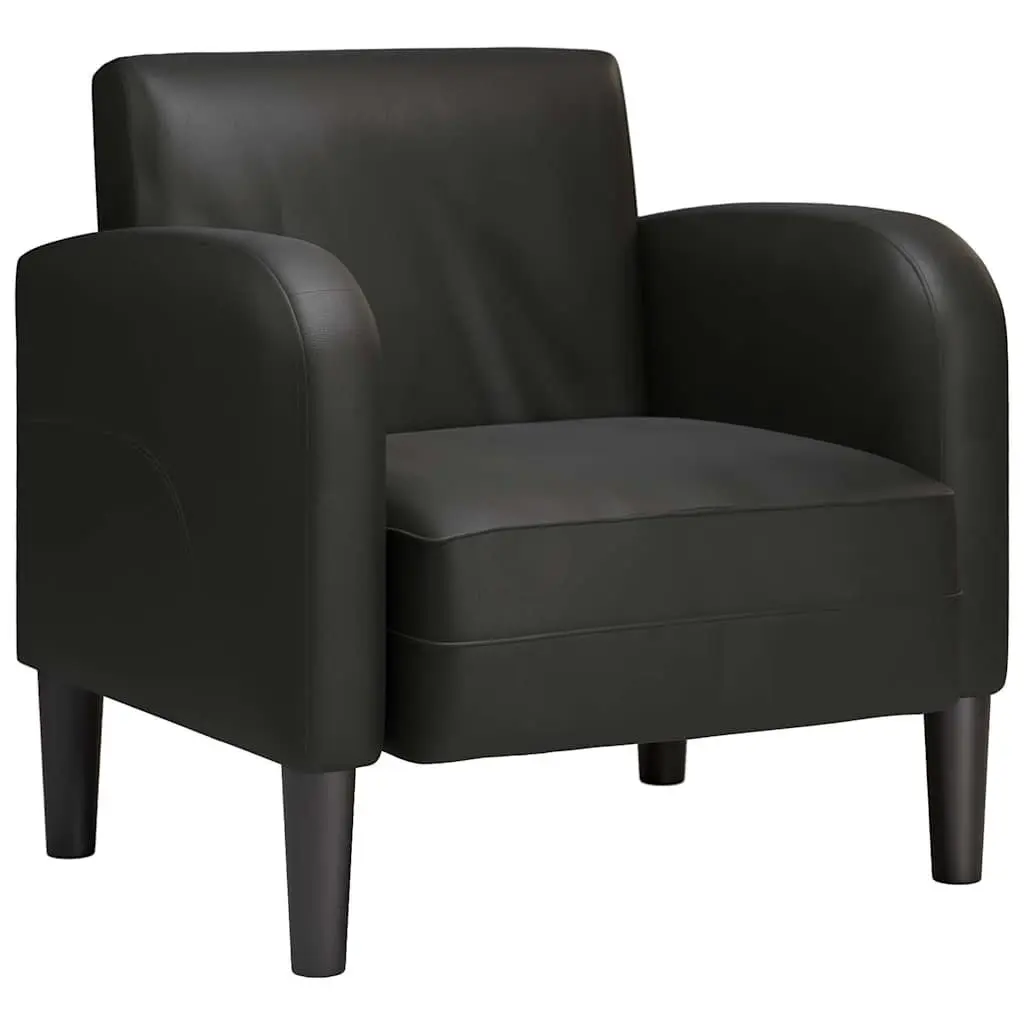 Arm Chair for Living Room Black Faux Leather 54cm