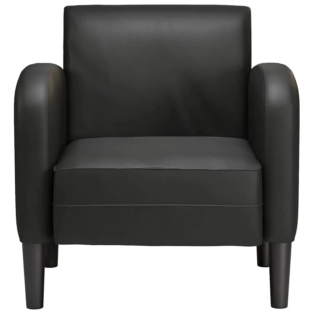 Arm Chair for Living Room Black Faux Leather 54cm