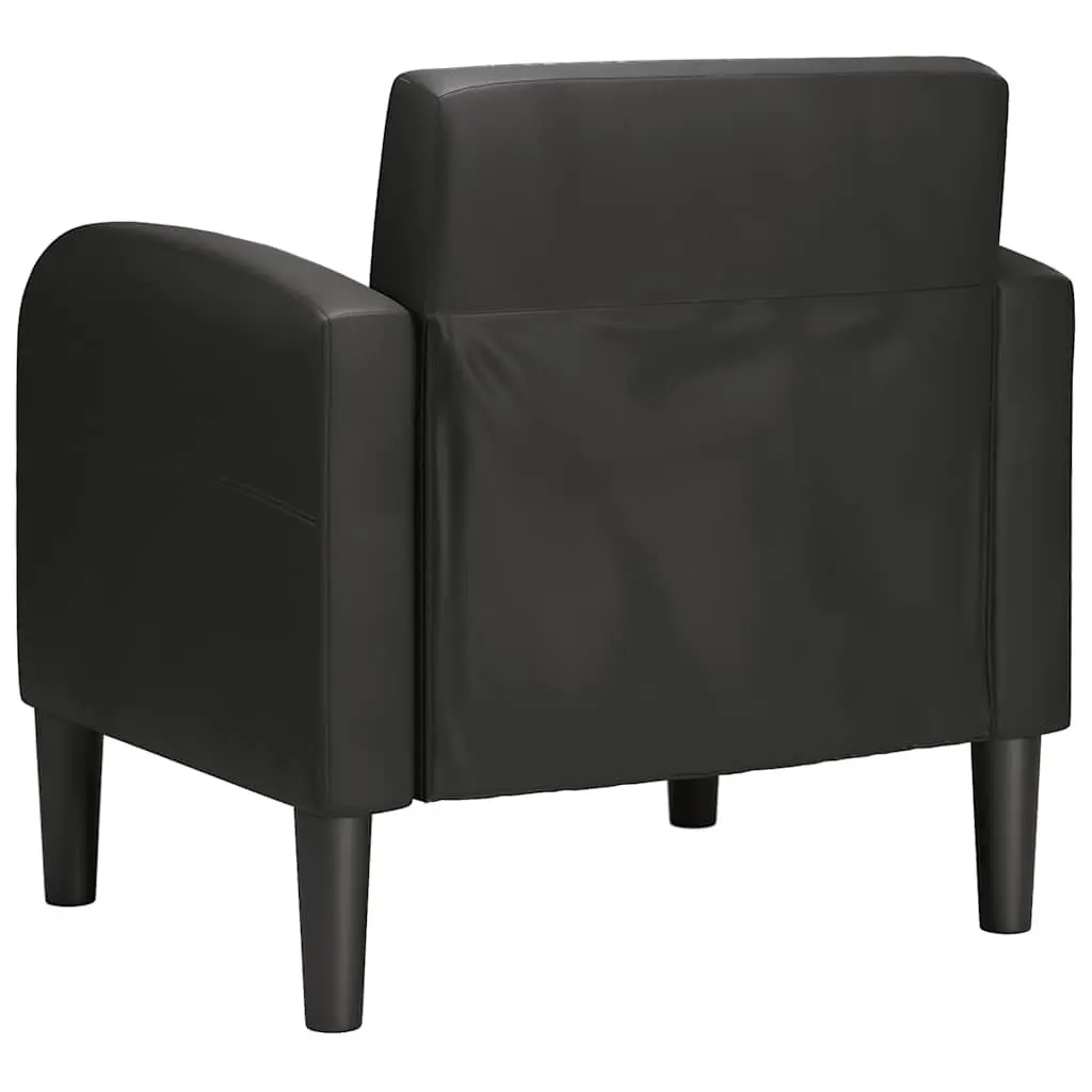 Arm Chair for Living Room Black Faux Leather 54cm