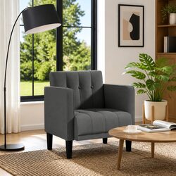 Grey Arm Chair with Plywood Frame and Foam Filling
