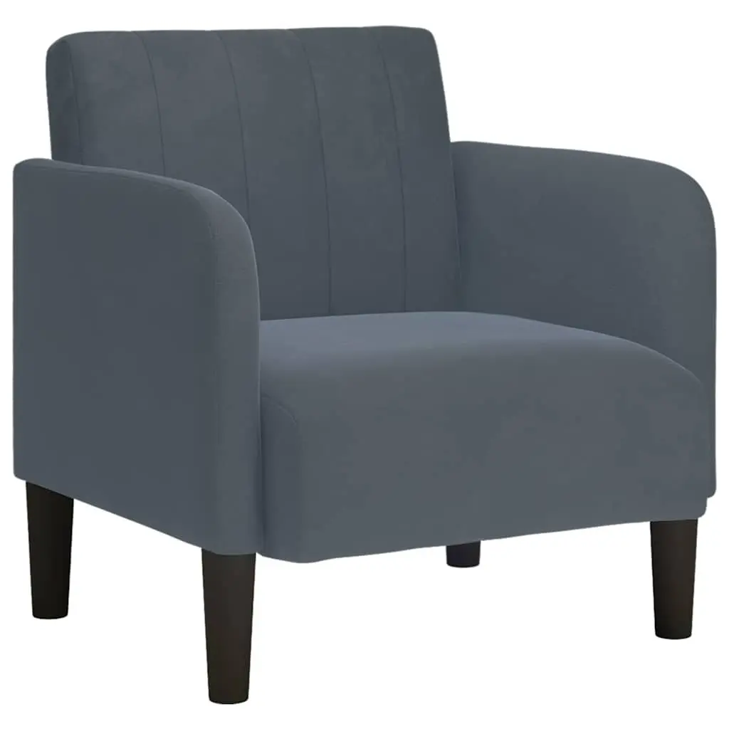 Arm Chair with Armrests Grey Velvet Sofa Seat Lounge Reading Living Room