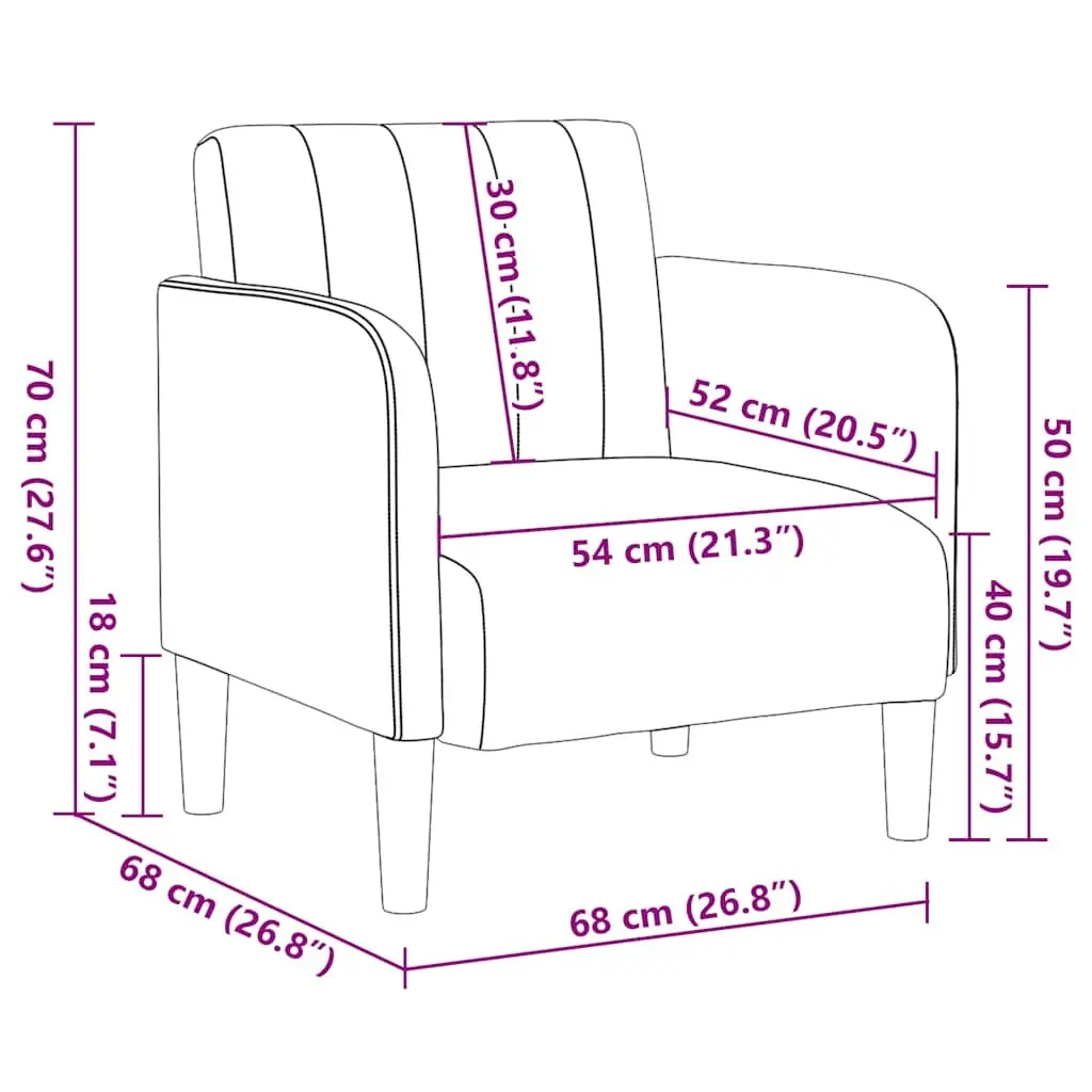 Arm Chair with Armrests Grey Velvet Sofa Seat Lounge Reading Living Room