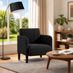 54cm Black Arm Chair Sofa with Velvet Upholstery
