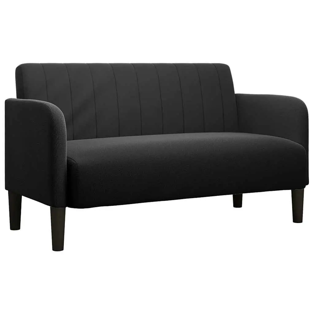 Loveseat Sofa Black 109cm Velvet Compact Two-Seater Couch Modern Living Room