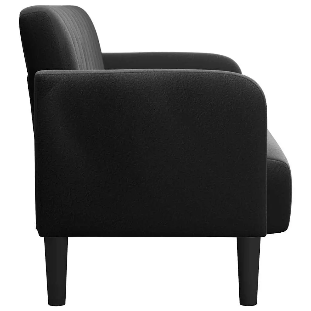 Loveseat Sofa Black 109cm Velvet Compact Two-Seater Couch Modern Living Room