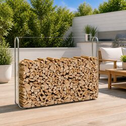 Firewood Storage Rack: 200x25x150 cm Galvanised Steel