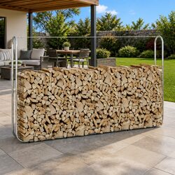 Firewood Rack Dimensions: 250x25x150 cm - Galvanised Steel Holder