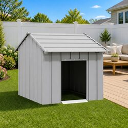 Specifications for Grey Steel Dog House with Roof