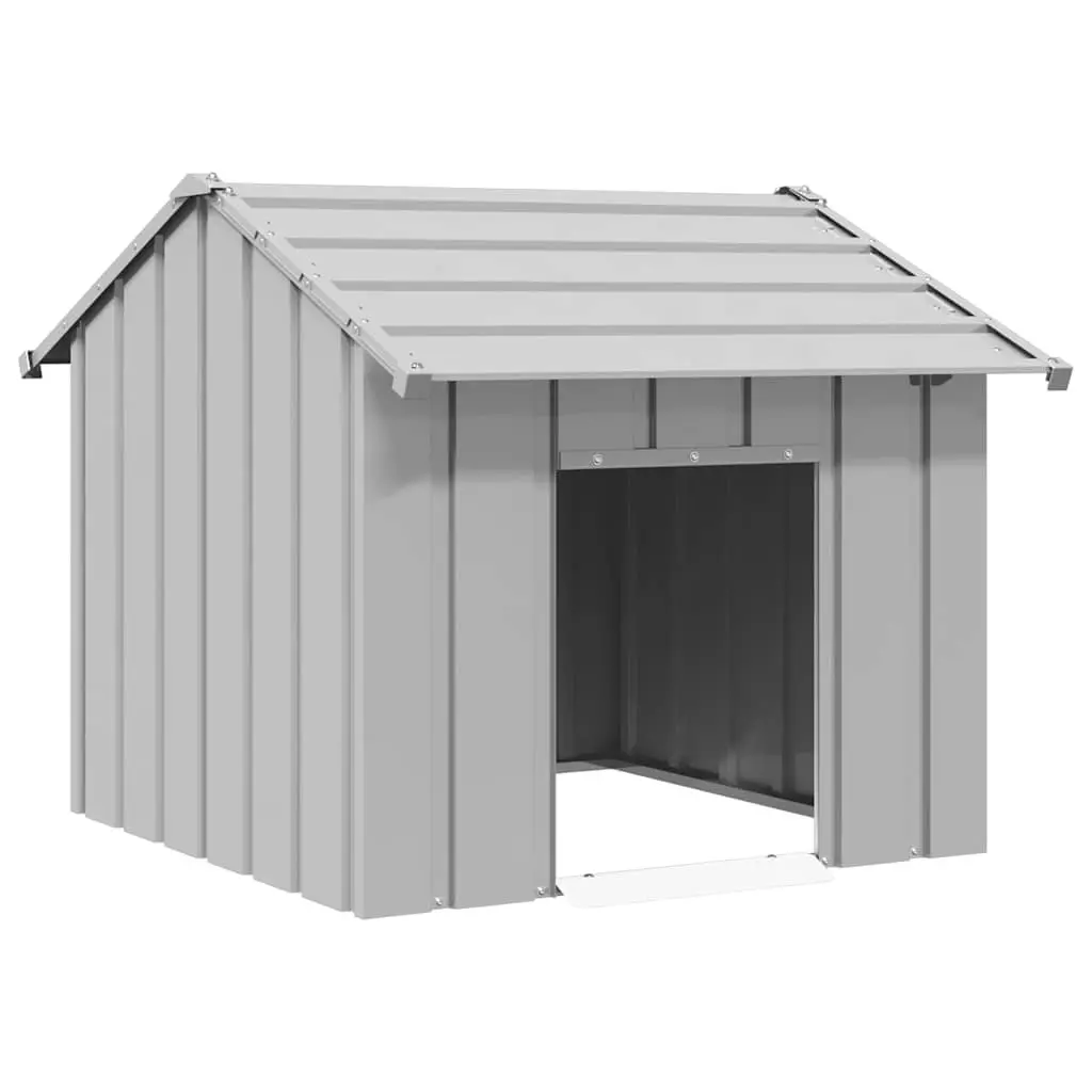 Grey Steel Dog House with Roof