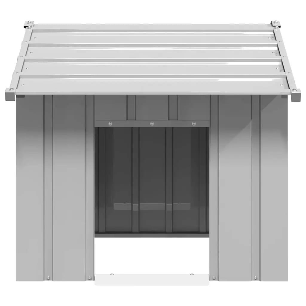 Grey Steel Dog House with Roof