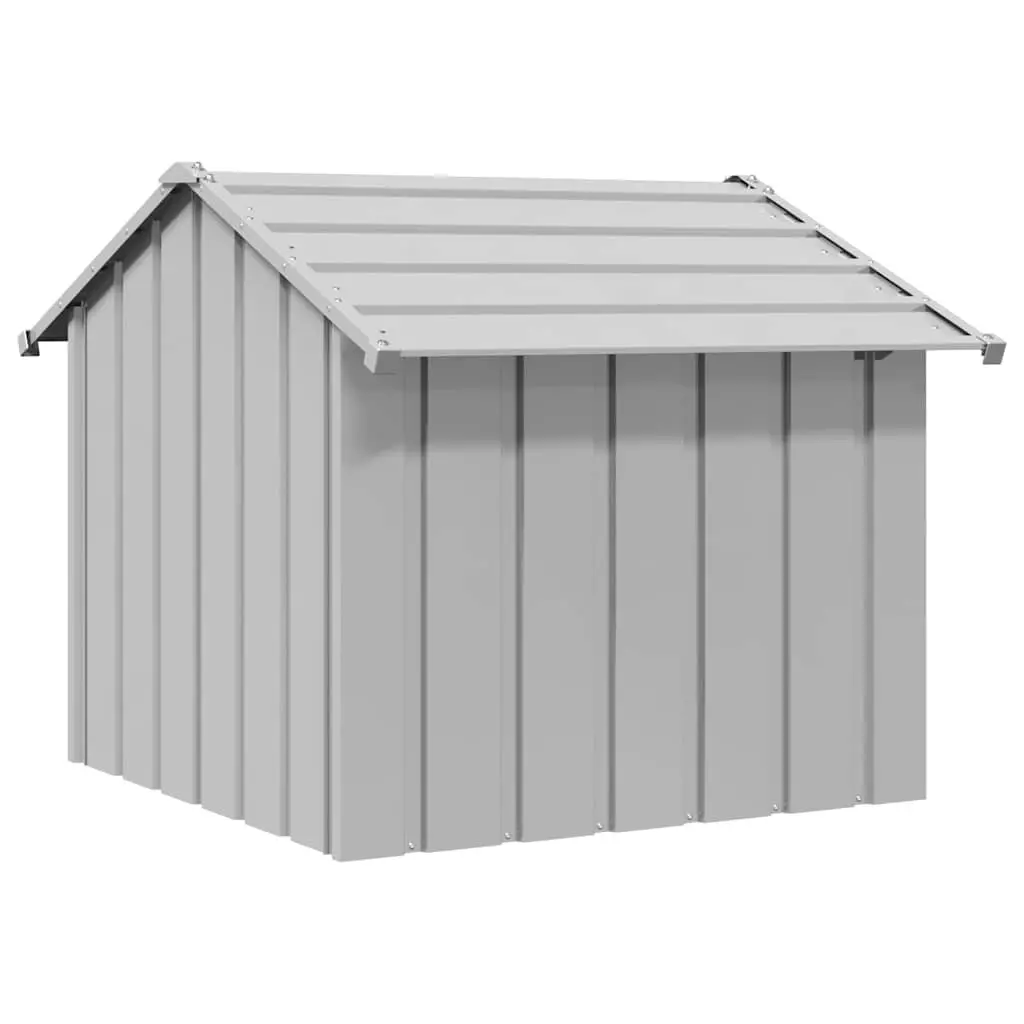 Grey Steel Dog House with Roof