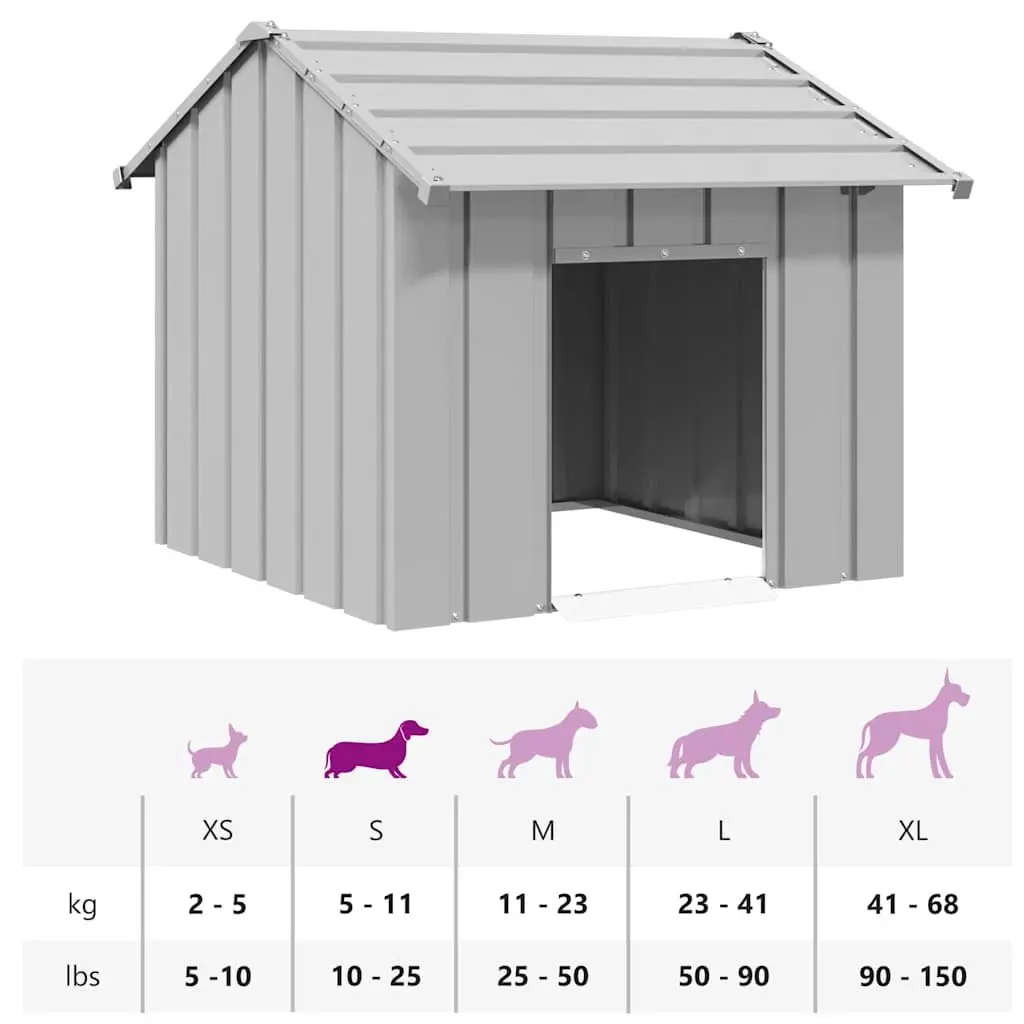 Grey Steel Dog House with Roof