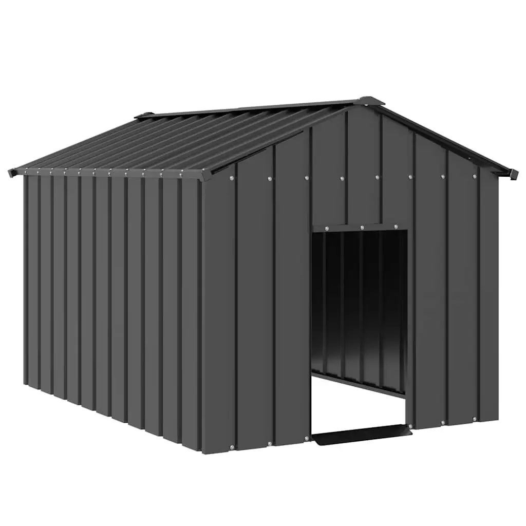 Dog House Outdoor Shelter Galvanised Steel Anthracite 113 x 153 x 101 cm
