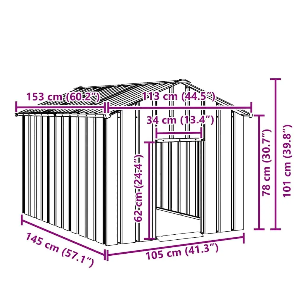 Dog House Outdoor Shelter Galvanised Steel Anthracite 113 x 153 x 101 cm