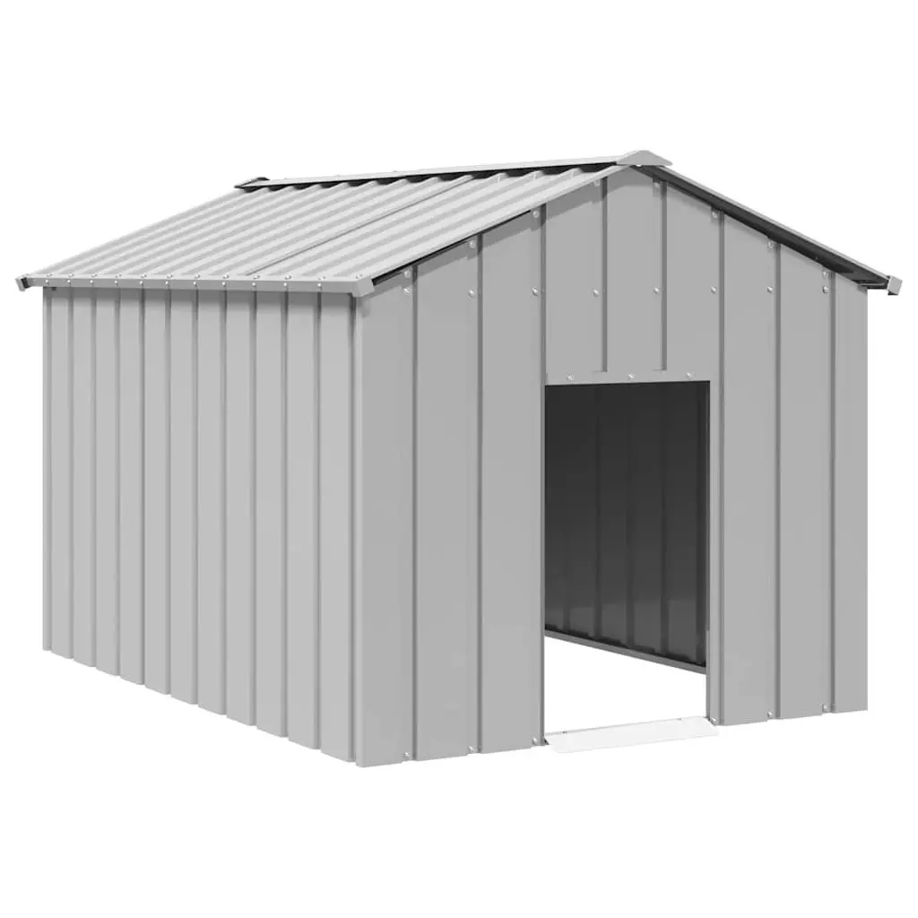 Dog House Outdoor Pet Shelter Galvanised Steel Grey 113 x 153 x 101 cm