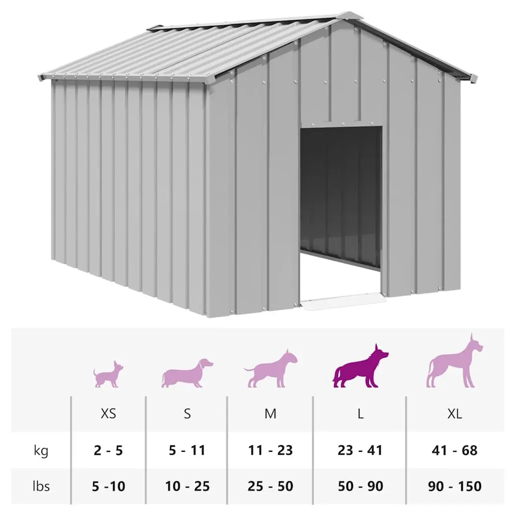 Dog House Outdoor Pet Shelter Galvanised Steel Grey 113 x 153 x 101 cm