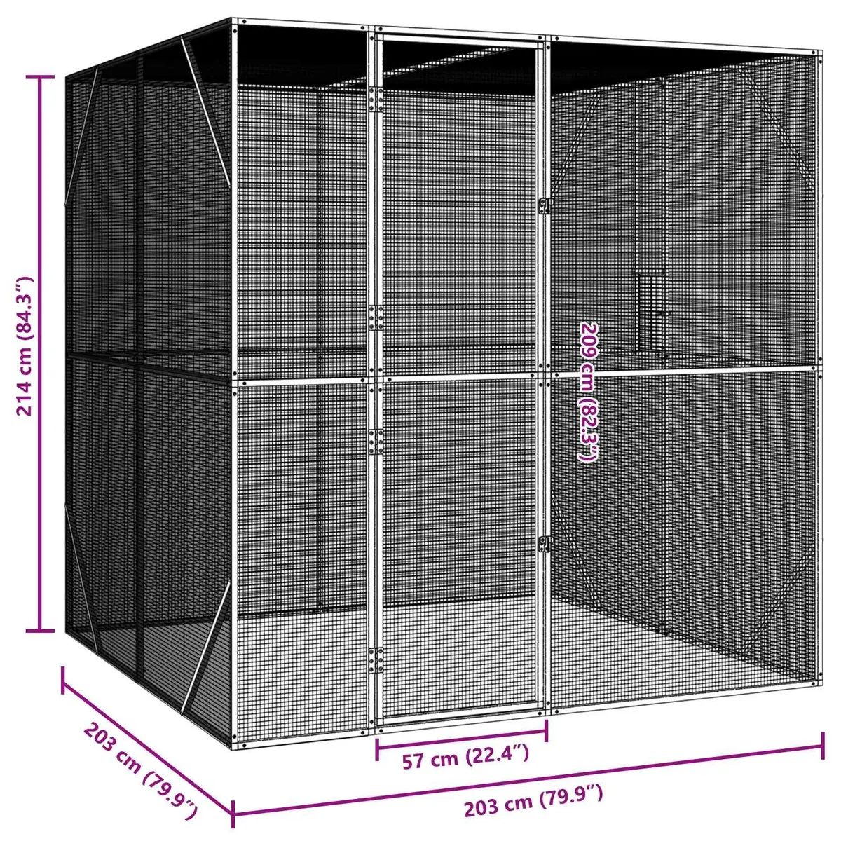 Outdoor Bird Cage for Garden and Terrace 209 x 202 x 214 cm Galvanised Steel