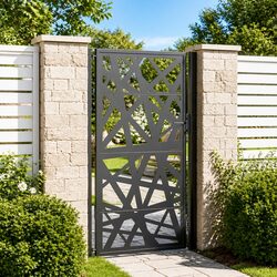 Black Steel Garden Gate Dimensions 100x175 cm, Lockable Design