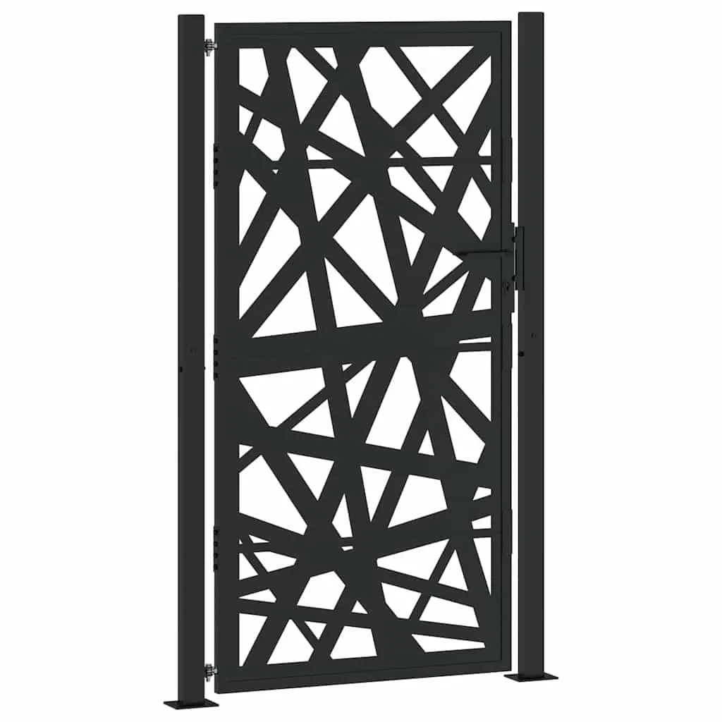 Garden Gate Black 100x175 cm Steel Light Design Outdoor Entrance Fence Gate