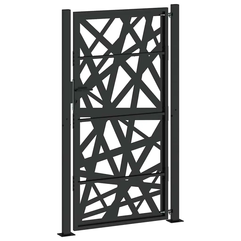 Garden Gate Black 100x175 cm Steel Light Design Outdoor Entrance Fence Gate